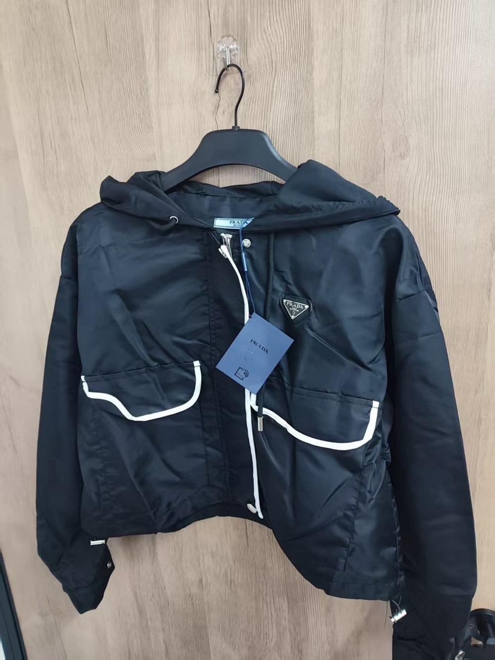 Prada Triangle Logo Nylon Hooded Windbreaker